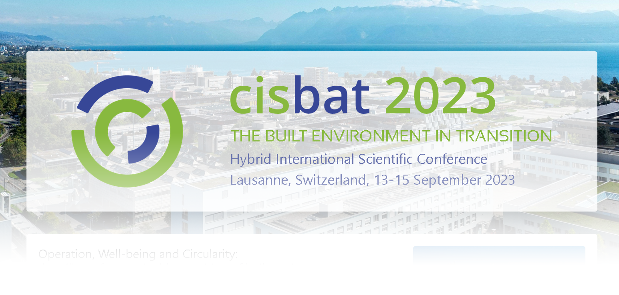 CISBAT 2023 THE BUILT ENVIRONMENT IN TRANSITION Hybrid International Scientific Conference Lausanne, Switzerland, 13-15 September 2023