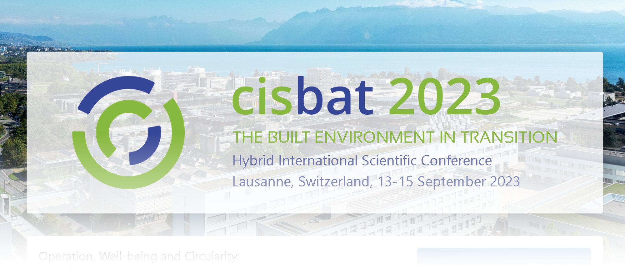 CISBAT 2023 THE BUILT ENVIRONMENT IN TRANSITION Hybrid International Scientific Conference Lausanne, Switzerland, 13-15 September 2023